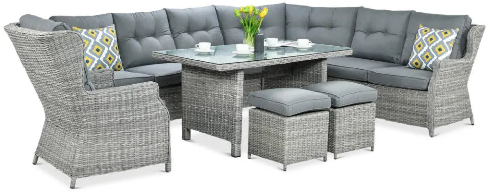 Ēdamgalda komplekts Dova 306/246/87 cm stone pelēks - N1 Home