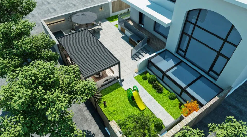 Alumīnija dārza pergola Elia 3x6 309/600/255 cm antracīts - N1 Home