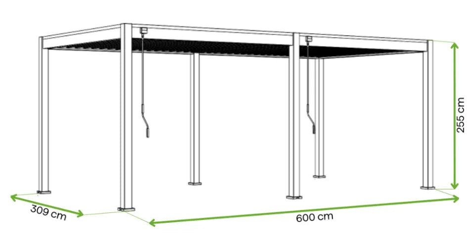 Alumīnija dārza pergola Elia 3x6 309/600/255 cm antracīts - N1 Home