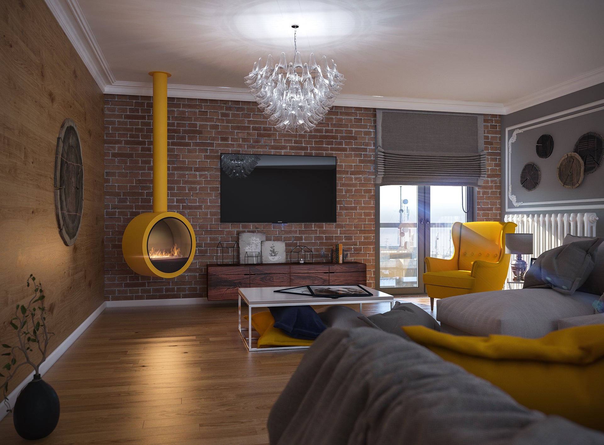 Biokamīns Incyrk 70/35/150 cm dzelts - N1 Home