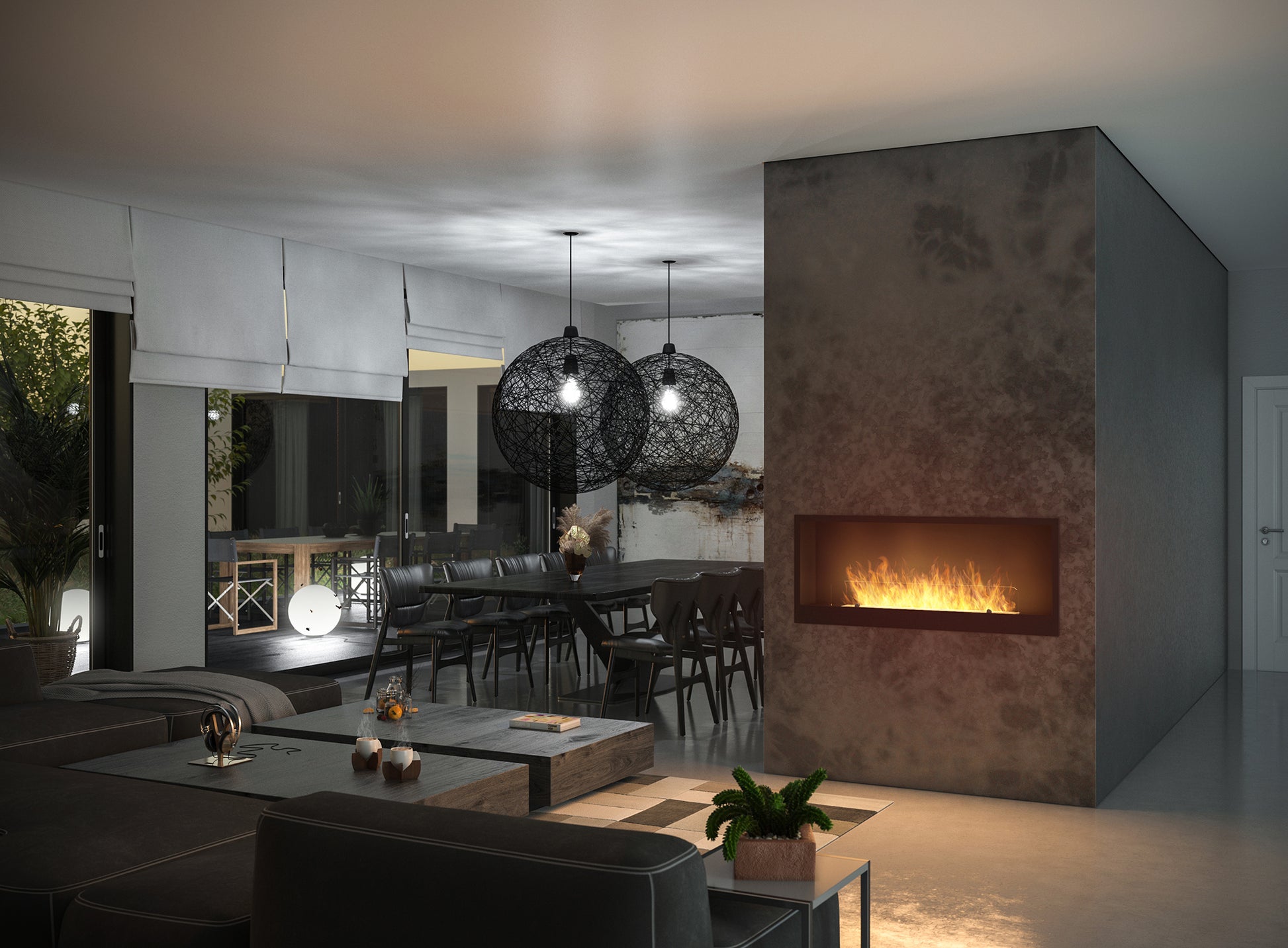 Biokamīns Insi 90/50/16; 120/50/20; 150/50/22 cm melns - N1 Home