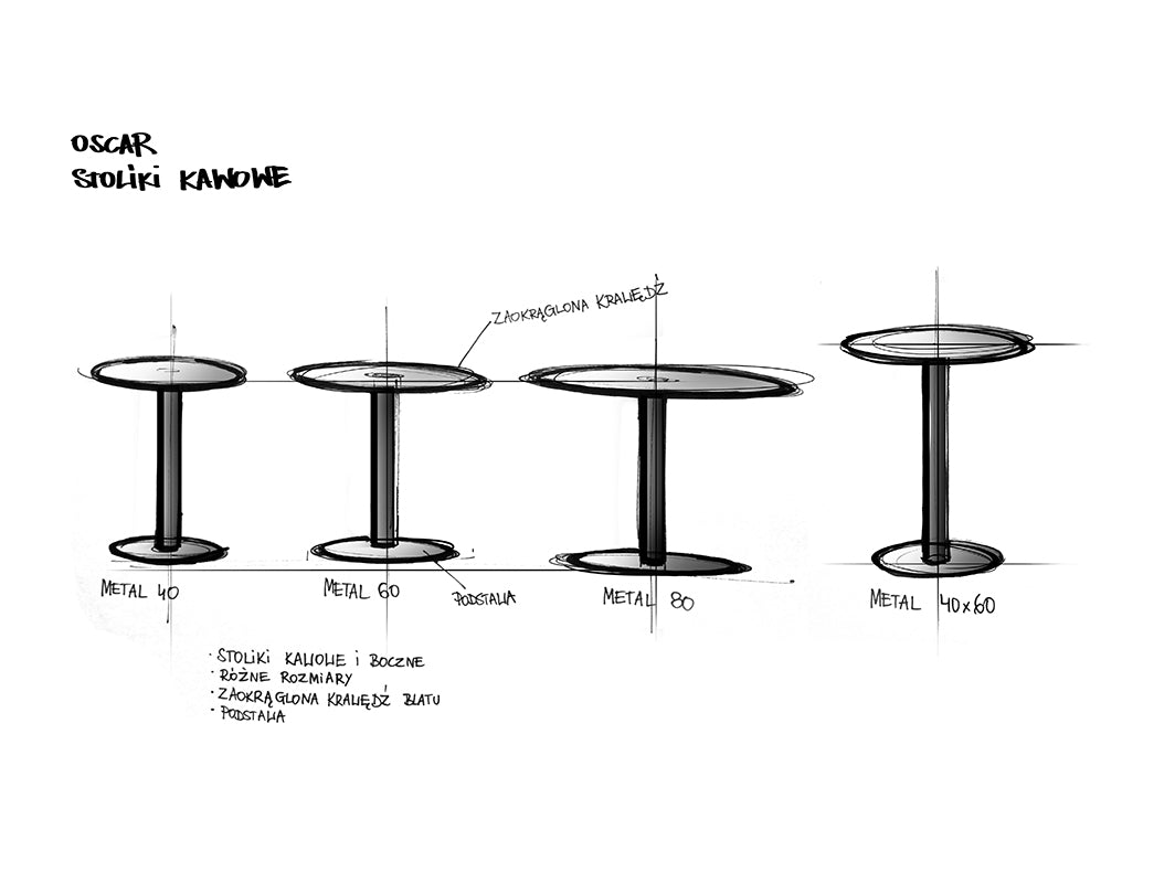 Kafijas galdiņš OSCAR METAL 40 - melns - N1 Home