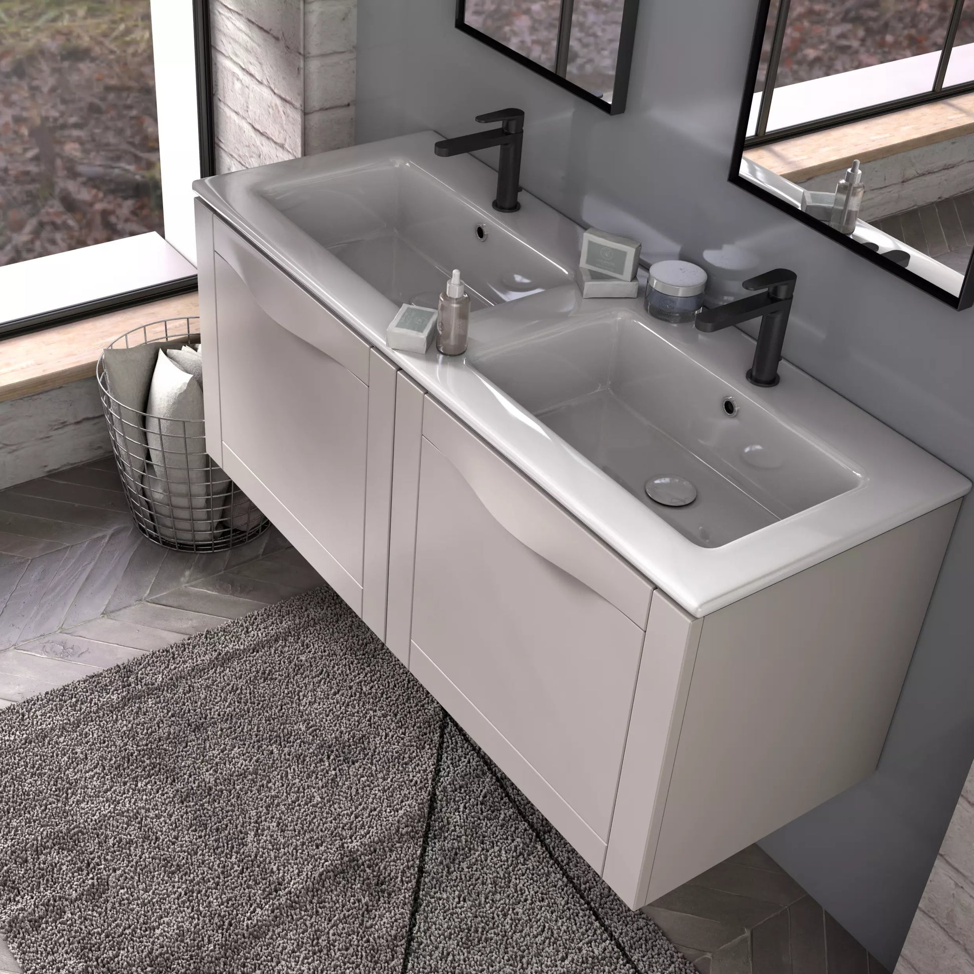 Izlietne Uniko J Double 121 x 2 x 46,5 (60 x 2) cm balts - N1 Home