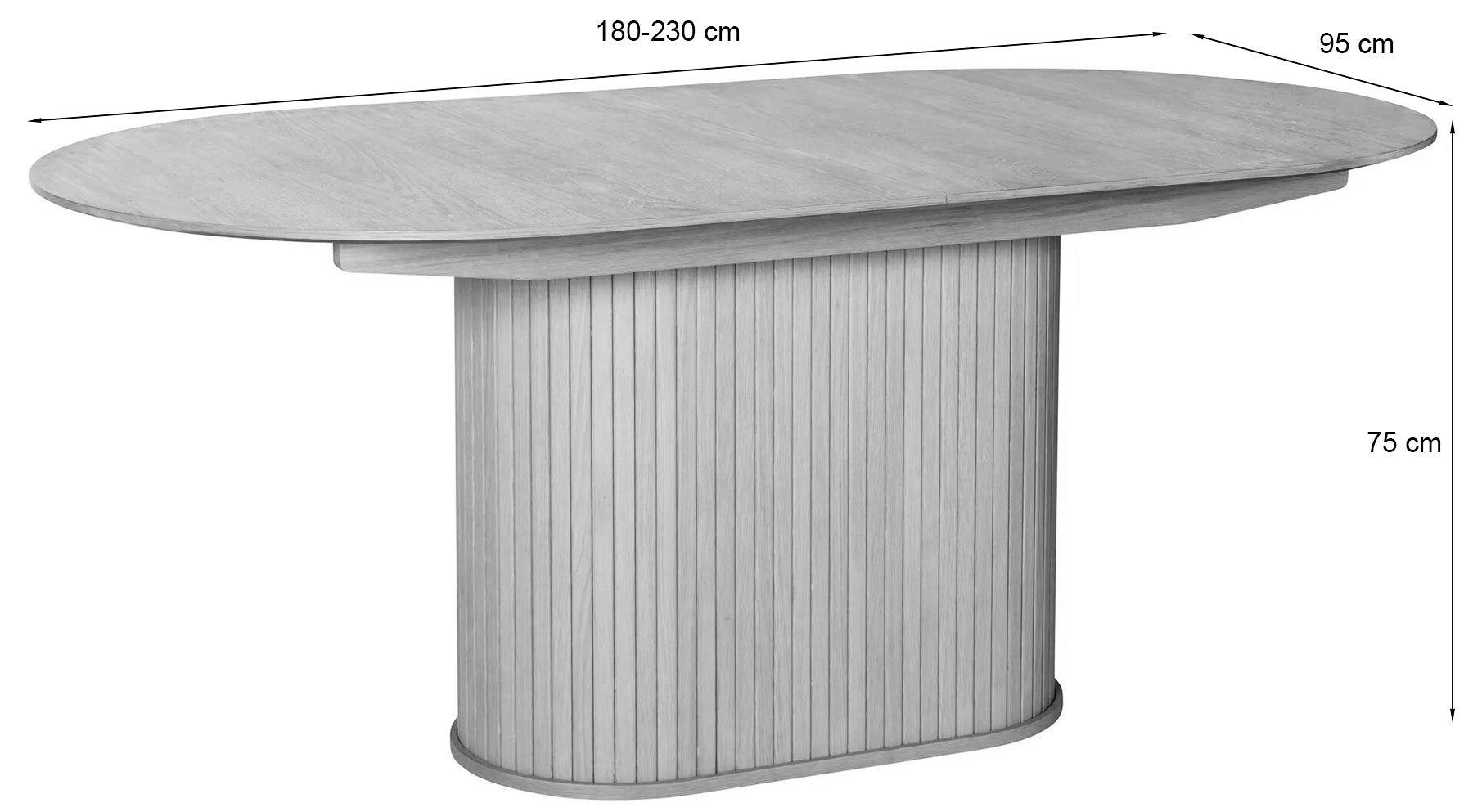 Galds Gativs 180-230/95/75 cm melns/ozols - N1 Home