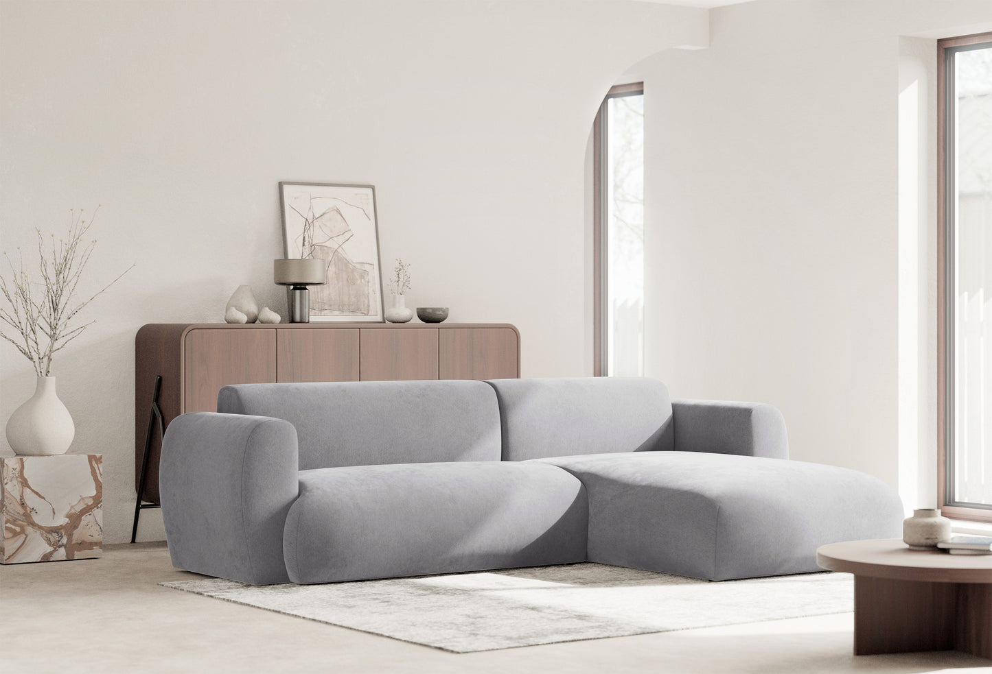 Dīvāns Emil 74/262/156 cm pelēks