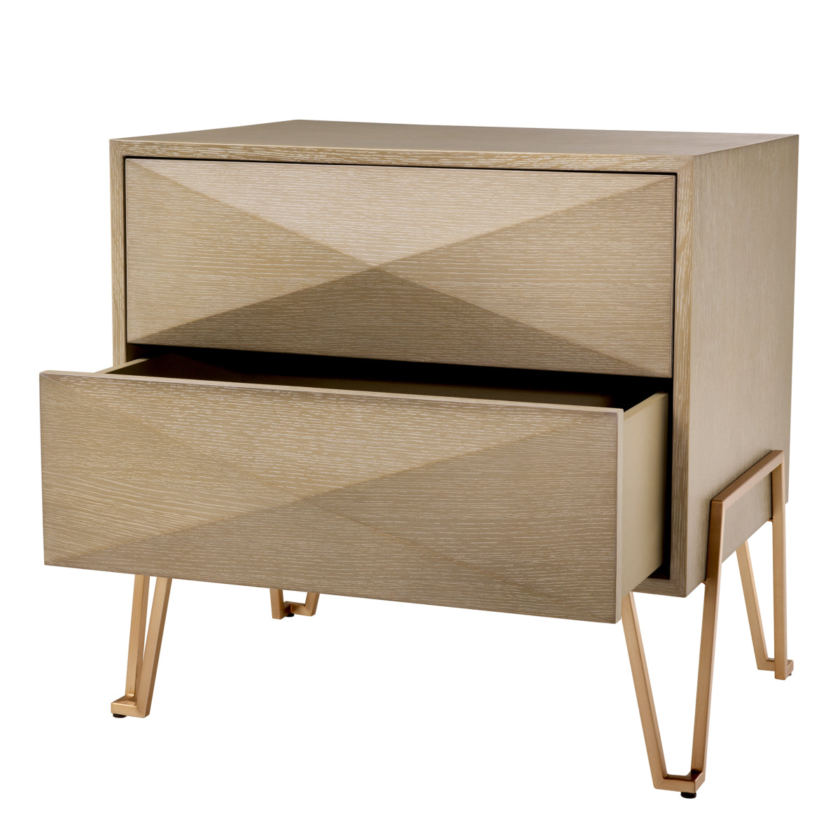 Naktsskapitis Highland Eichholtz 62.5/49/60 cm Washed oak veneer/brushed brass finish