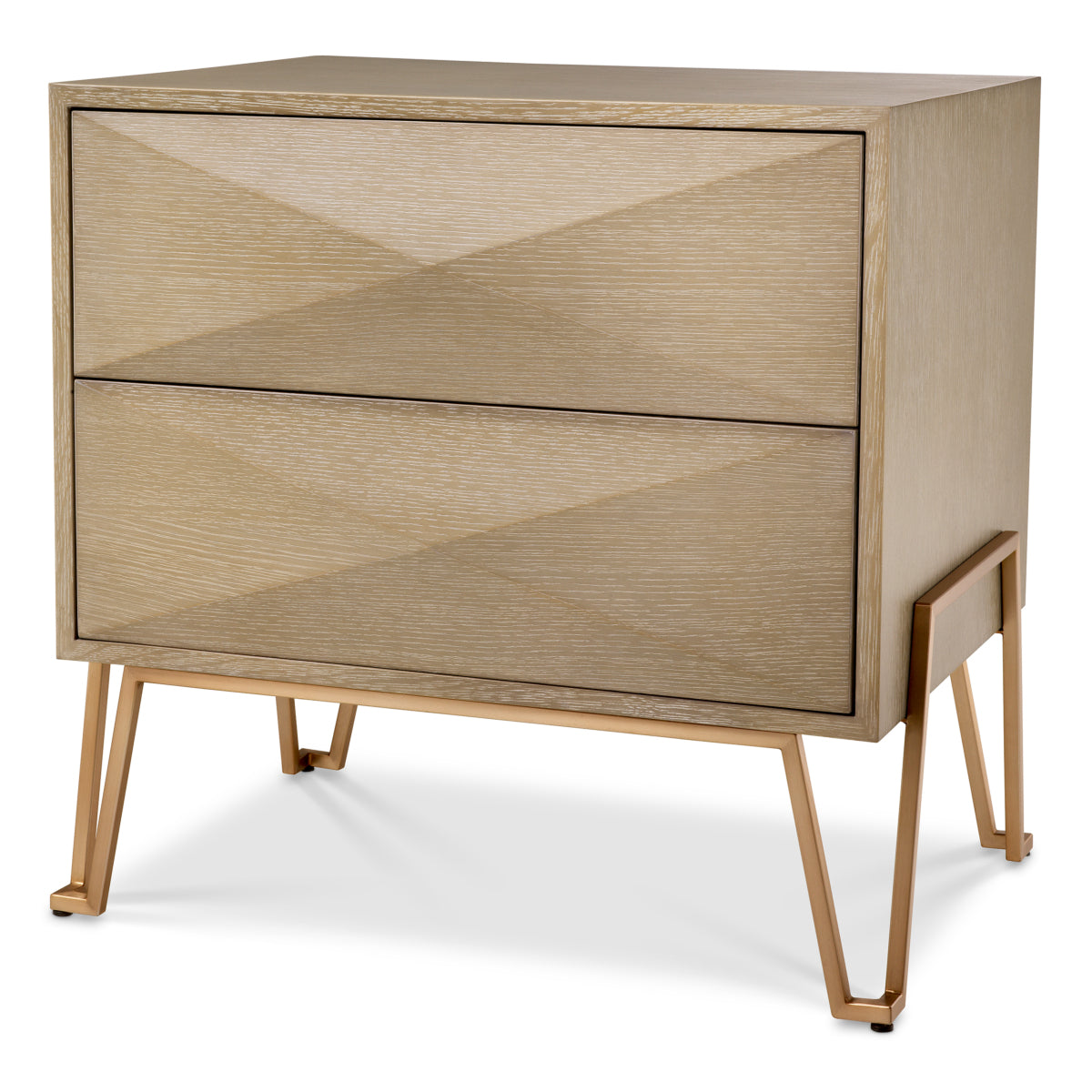 Naktsskapitis Highland Eichholtz 62.5/49/60 cm Washed oak veneer/brushed brass finish