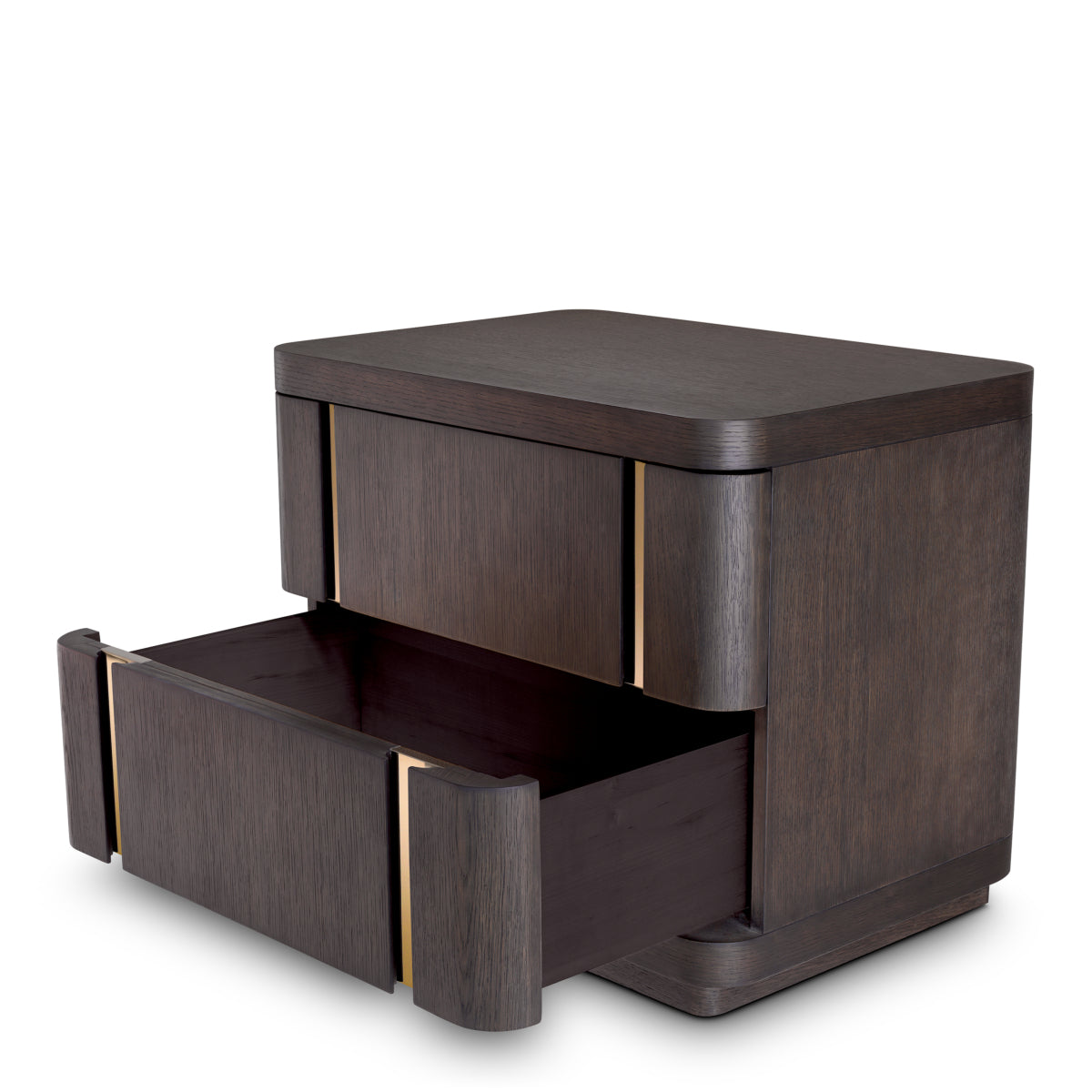 Naktsskapitis Modesto Eichholtz 65/46/56 cm Mocha oak veneer/brushed brass finish