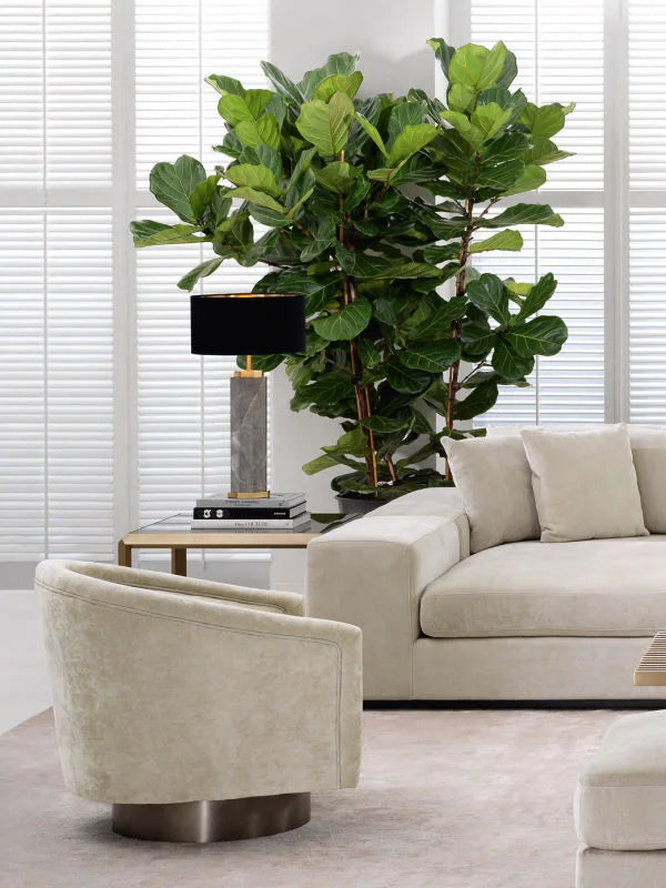 Krēsls Catene Eichholtz 80/80/76 cm Bouclé cream | matte gold finish swivel base - N1 Home