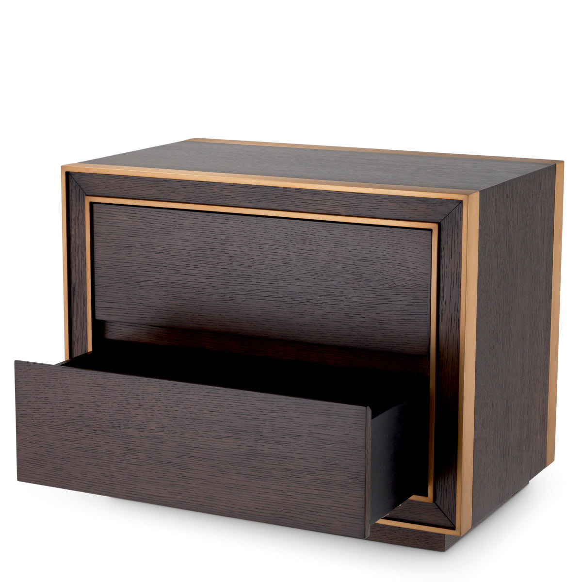 Naktsskapitis Camelot Eichholtz 76/48.5/61.5 cm Brown oak veneer/brushed brass finish
