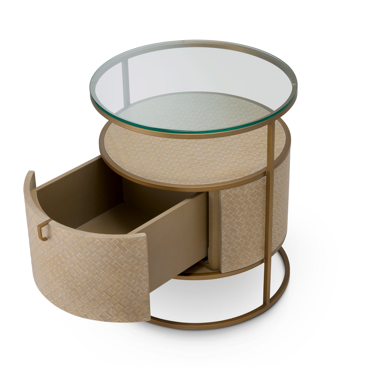 Naktsskapitis Napa Valley Eichholtz 50/50/56 cm Woven washed oak venee/brushed brass finish