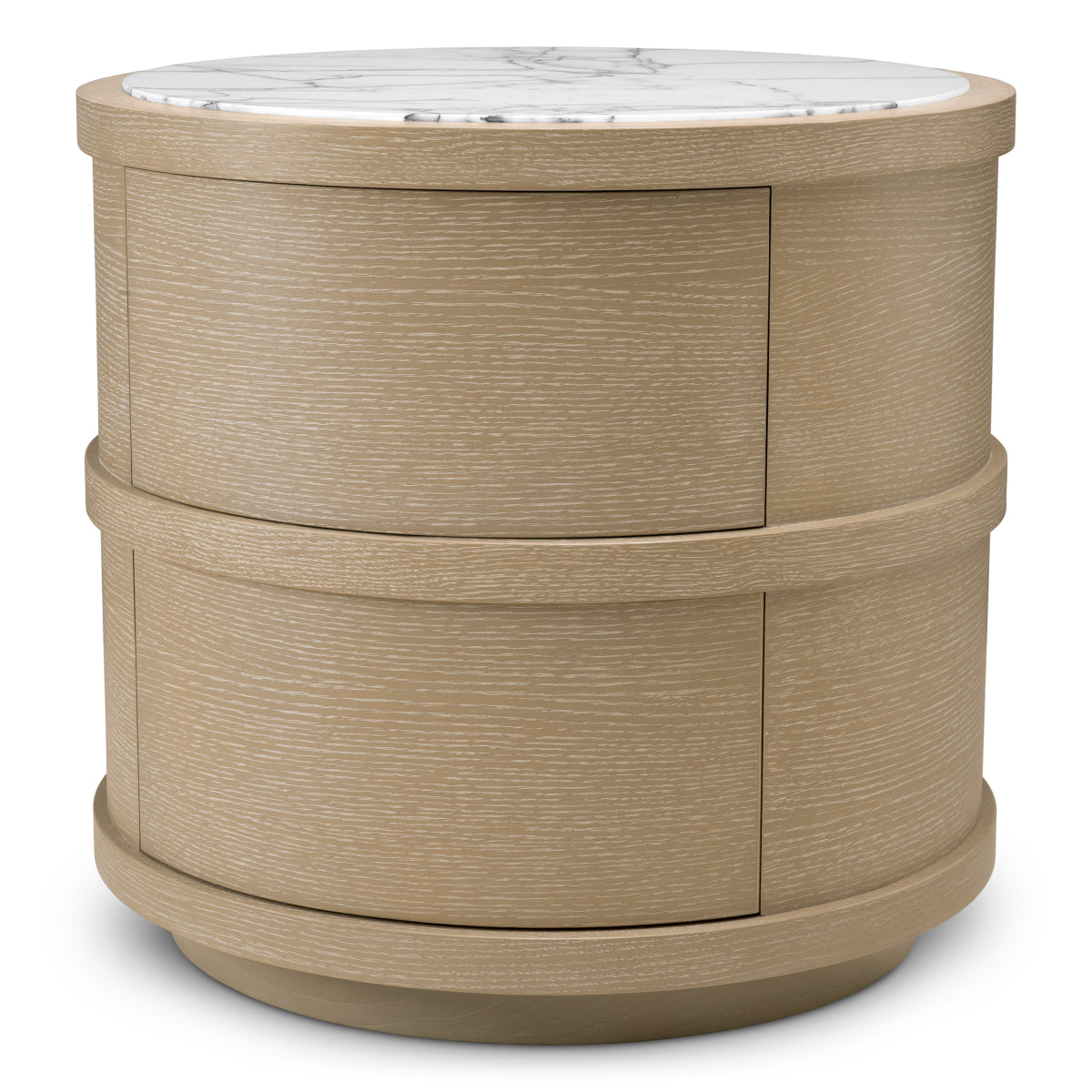 Naktsskapitis Cabana round Eichholtz 60.5/56 cm Washed oak veneer/bianco lilac marble