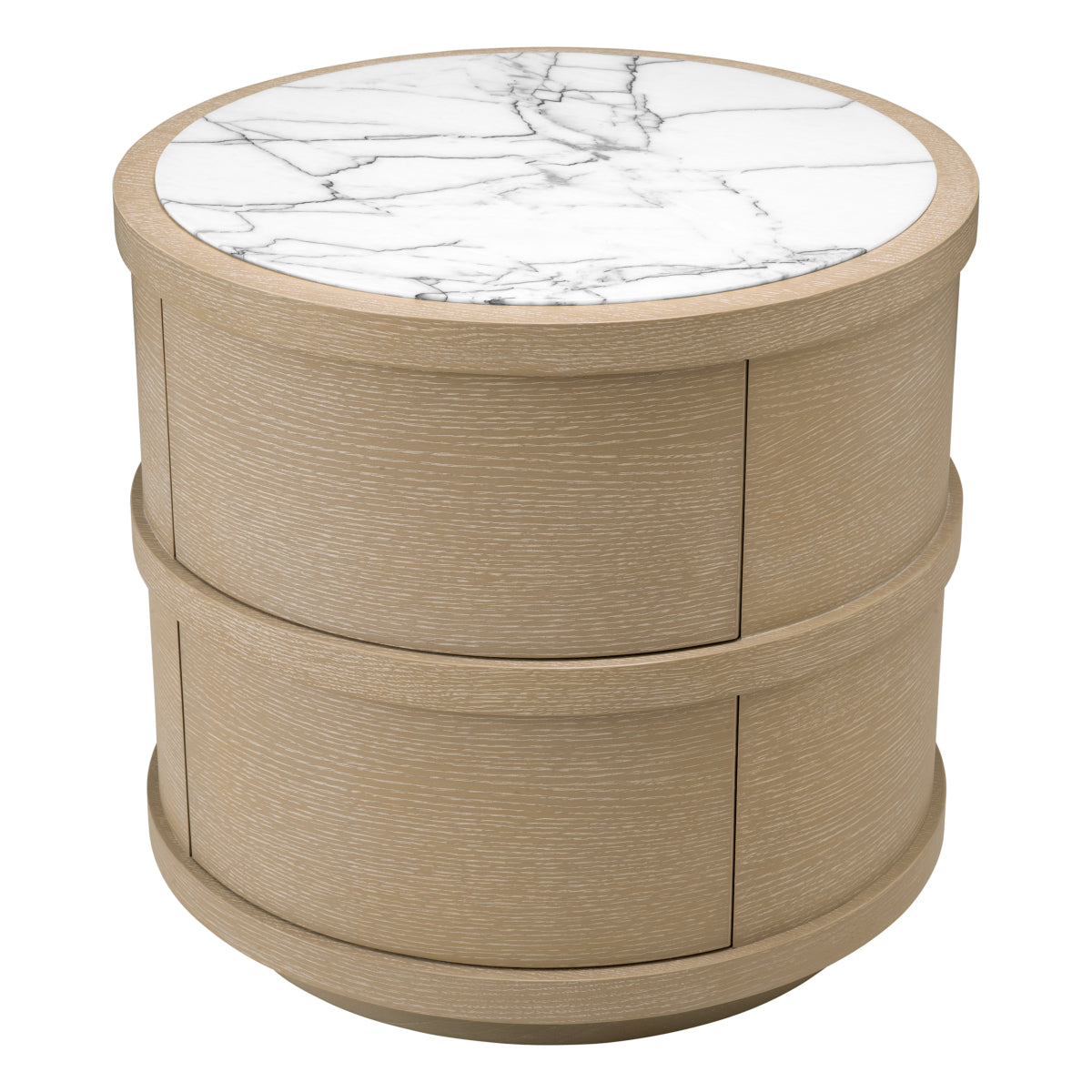 Naktsskapitis Cabana round Eichholtz 60.5/56 cm Washed oak veneer/bianco lilac marble