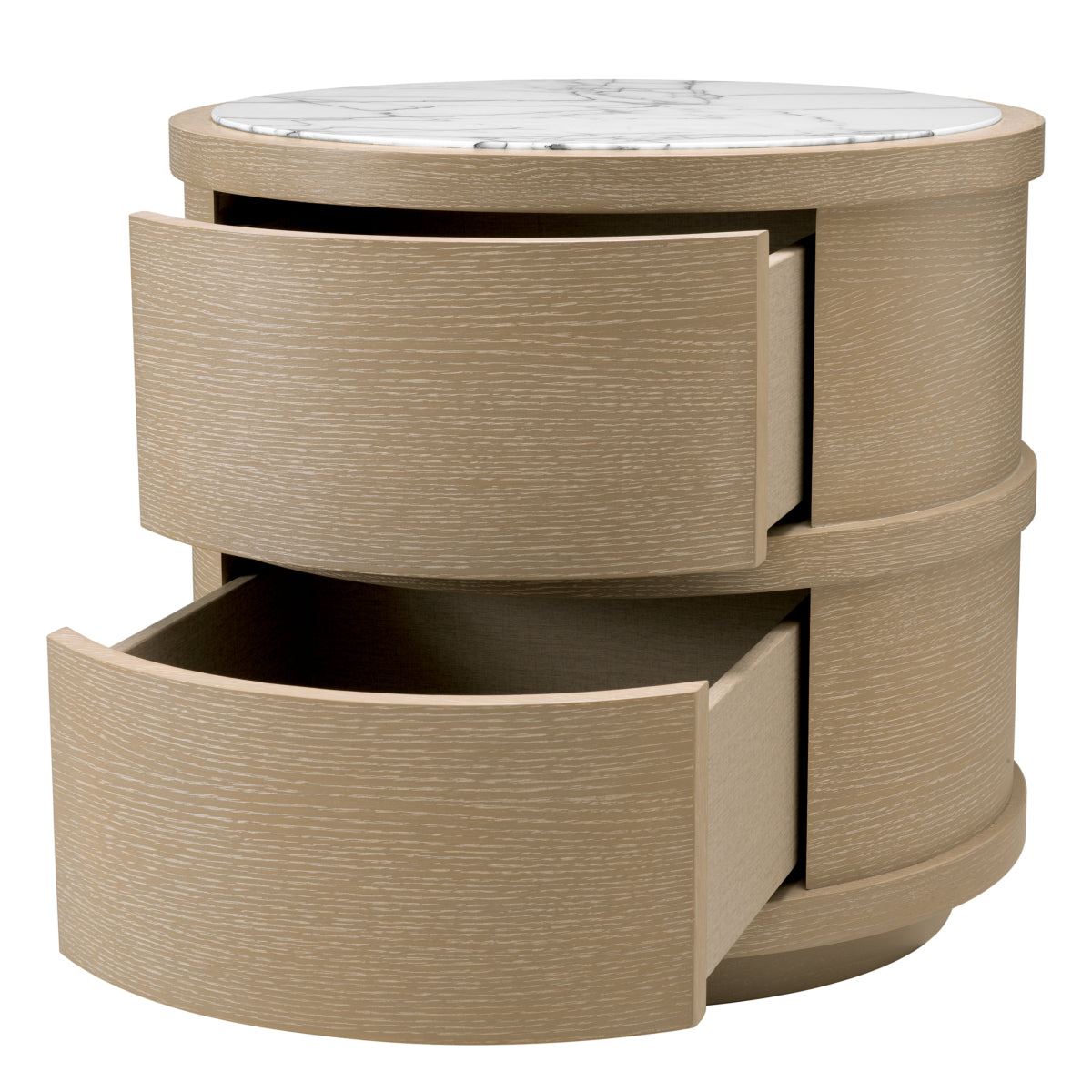 Naktsskapitis Cabana round Eichholtz 60.5/56 cm Washed oak veneer/bianco lilac marble