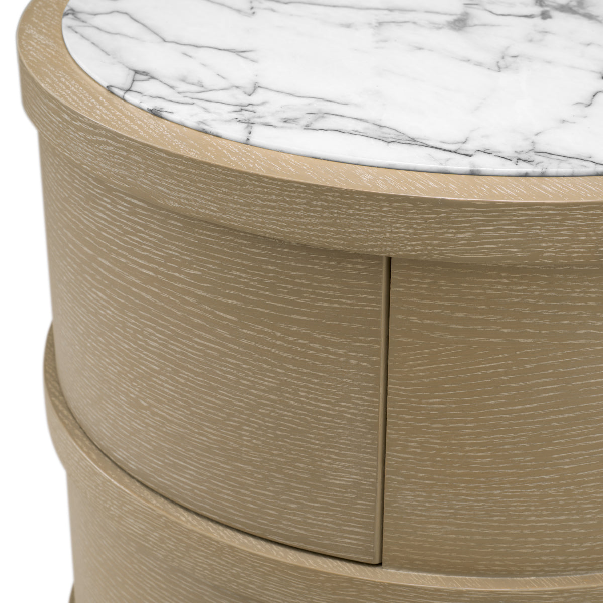 Naktsskapitis Cabana round Eichholtz 60.5/56 cm Washed oak veneer/bianco lilac marble