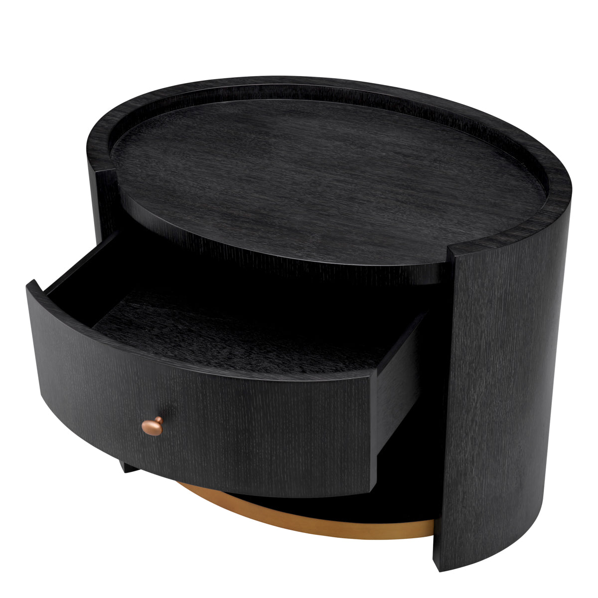 Naktsskapitis Rosemberg Eichholtz 80/56/60.5 cm Charcoal grey oak veneer/brushed brass finish