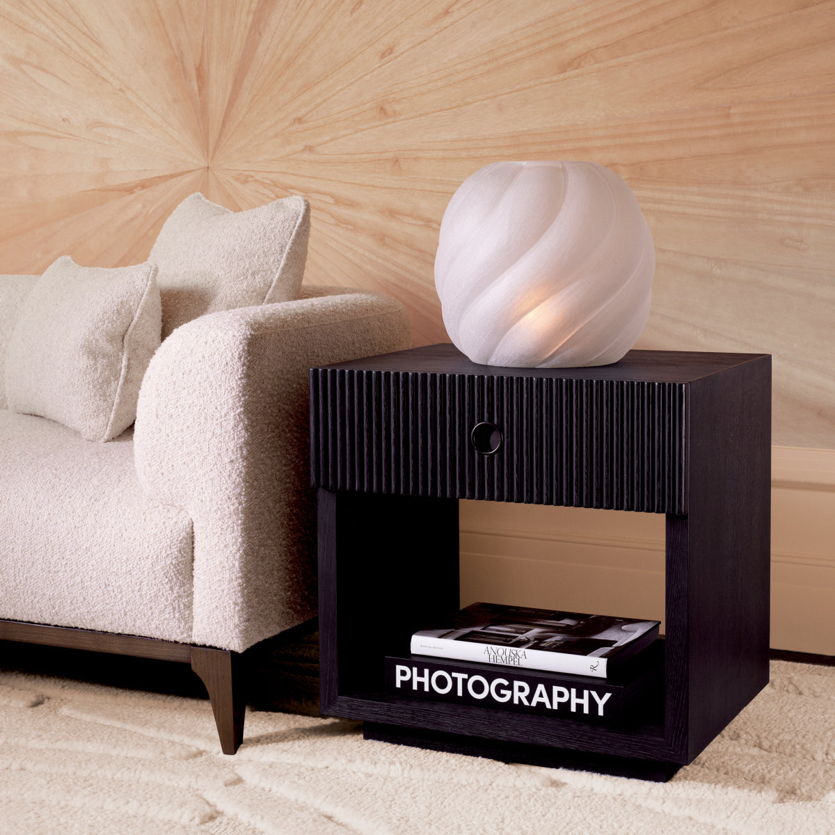 Naktsskapis Dimitrios Eichholtz 60/49/61 cm Charcoal oak veneer/bronze finish