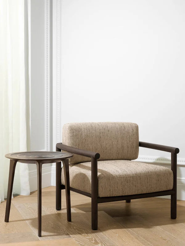 Krēsls Ombria Eichholtz 76/80/72 cm Mocha mahogany wood | beckett beige - N1 Home