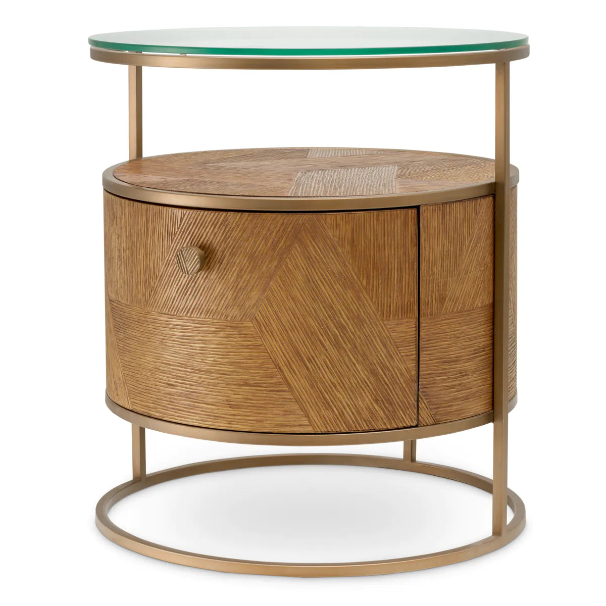 Naktsskapis Velutto Eichholtz 50/56 cm Caramel carved oak veneer/brushed brass finish