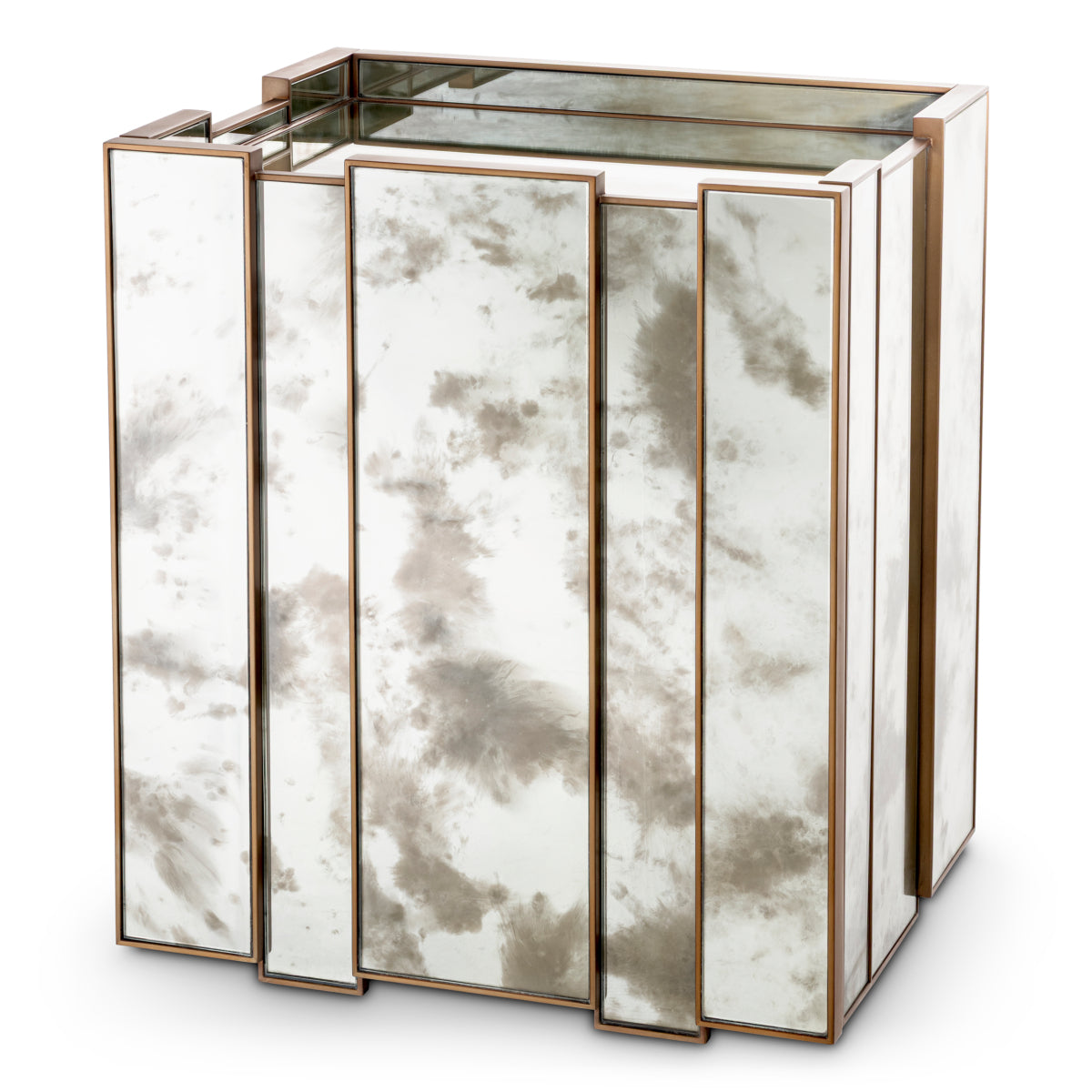 Naktsskapitis Nottingham Eichholtz 57.5/46/68.5 cm Antique mirror glass/brushed brass finish