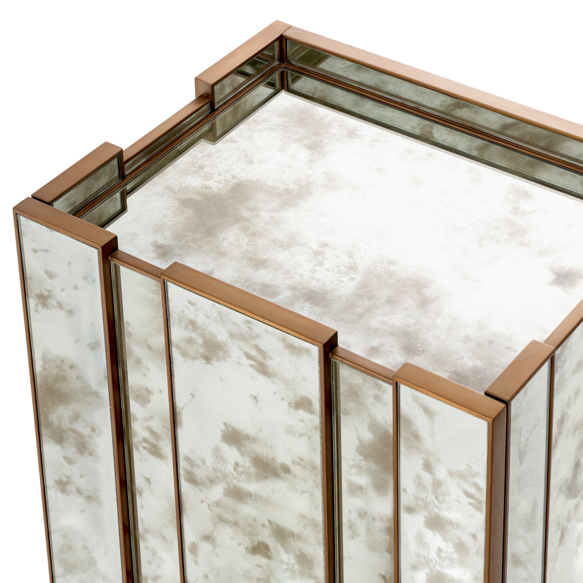 Naktsskapitis Nottingham Eichholtz 57.5/46/68.5 cm Antique mirror glass/brushed brass finish