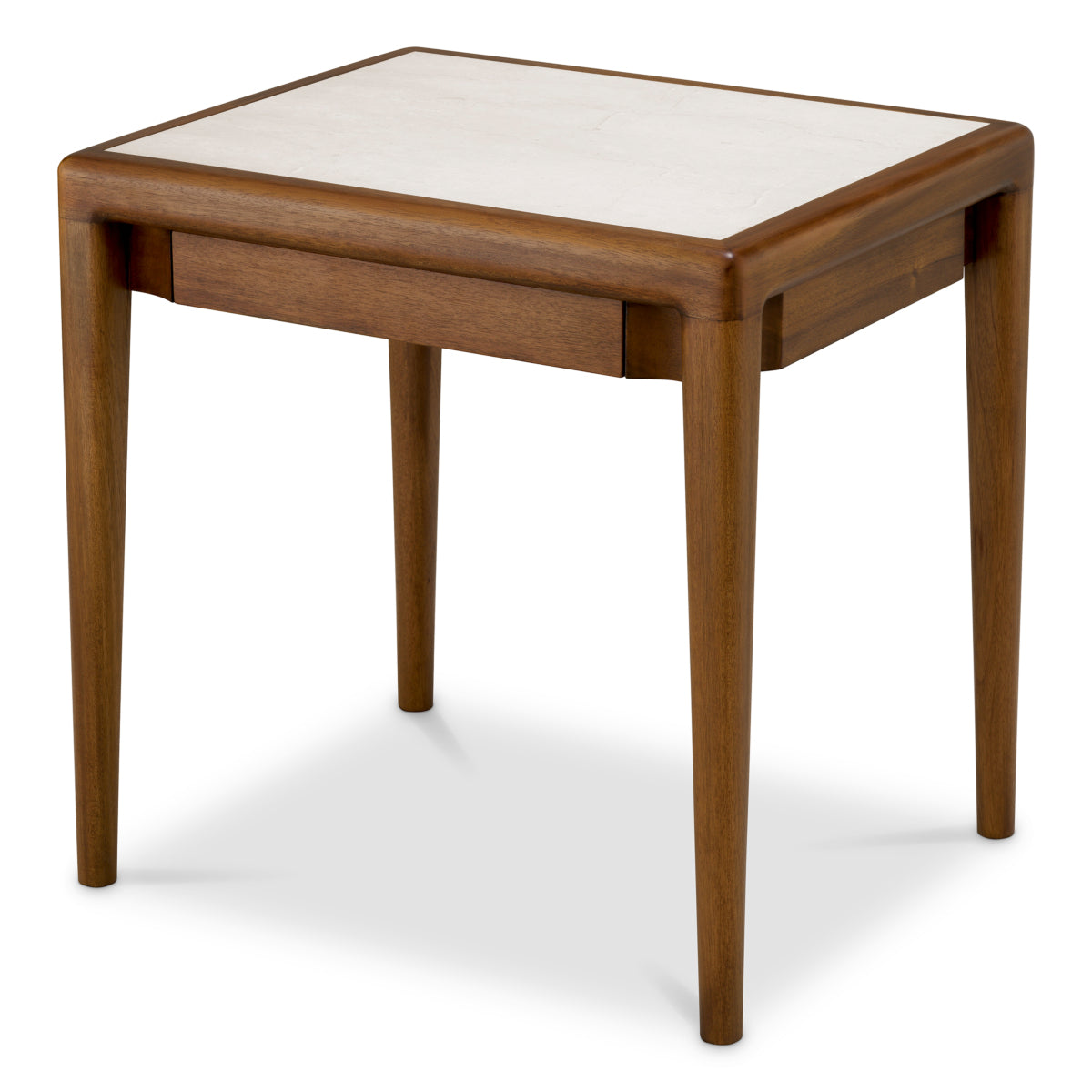 Naktsskapis Hensley Eichholtz 50/60/60 cm Mahogany wood/caramel finish/beige marble