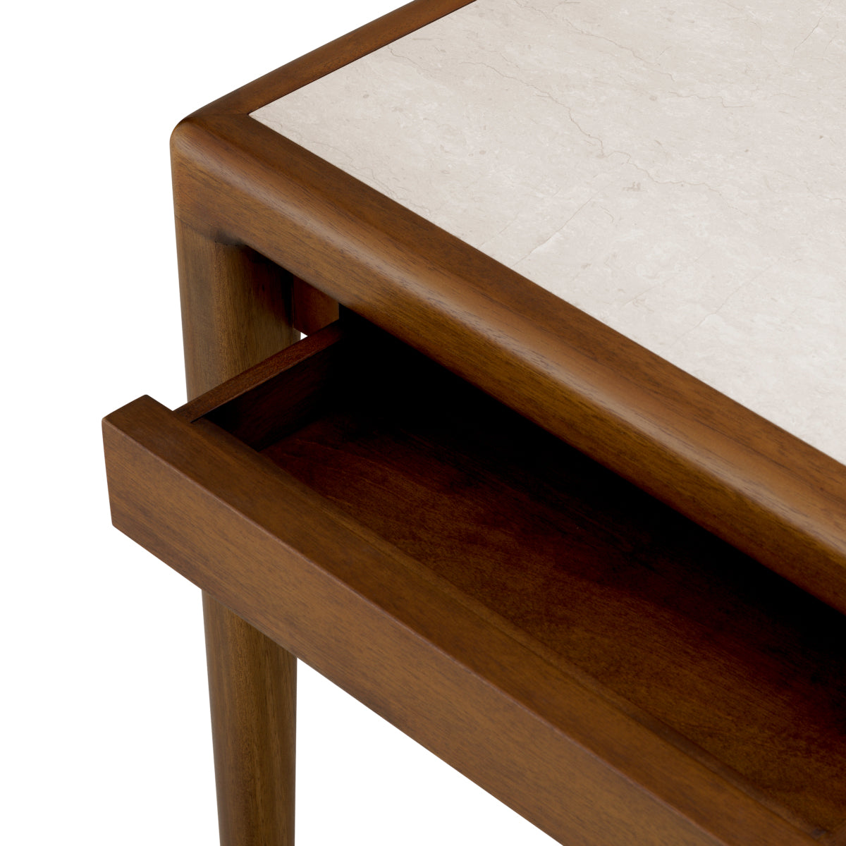 Naktsskapis Hensley Eichholtz 50/60/60 cm Mahogany wood/caramel finish/beige marble