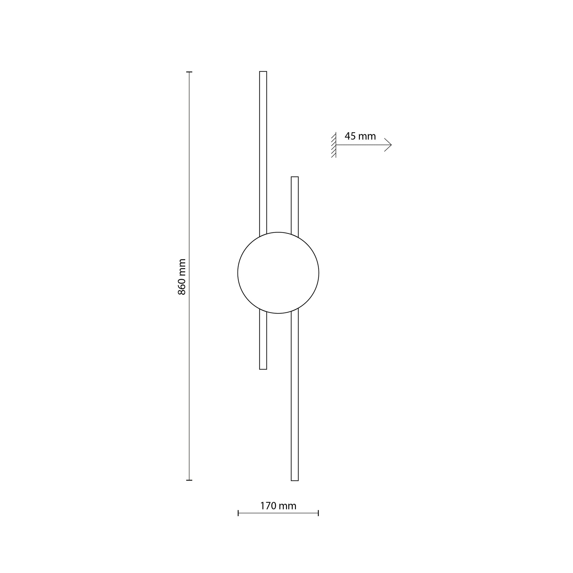 Sienas lampa Java 170 × 50 × 860 mm melns - N1 Home