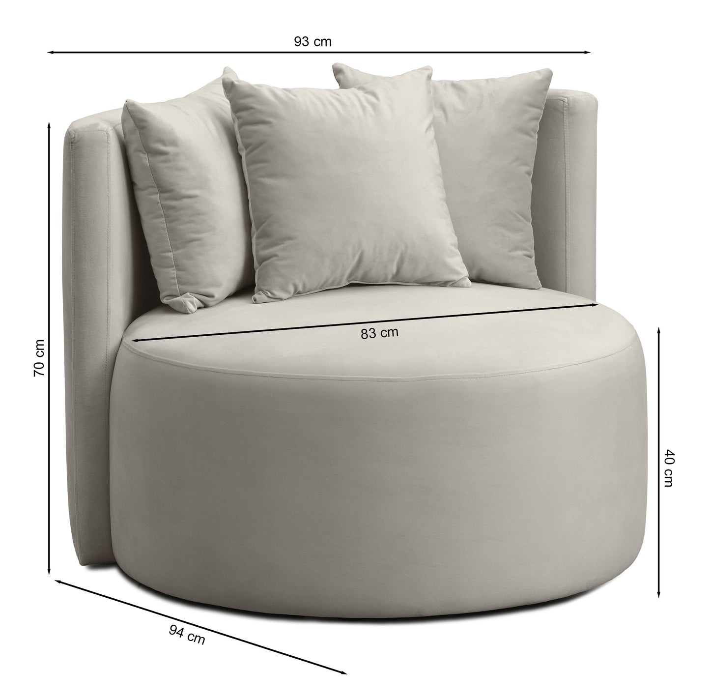 Krēsls Bonbo 70/93/94 cm Riviera 96 - N1 Home