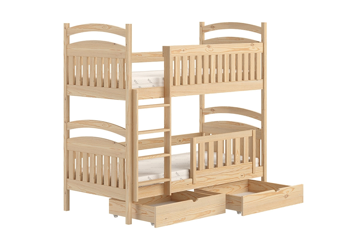 Koka divstāvu gulta ar atvilktnēm ELLY 200x90 cm priede - N1 Home