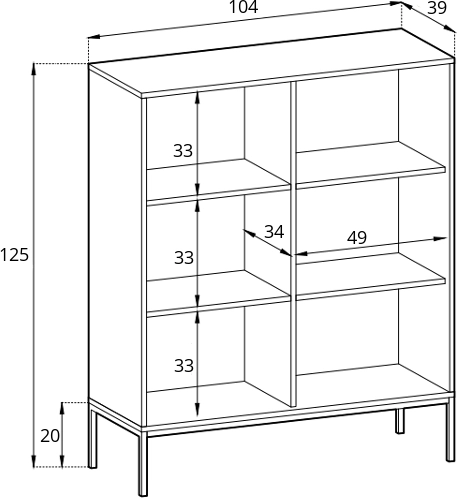 Kumode NV 104/125/39 cm balta/melns - N1 Home