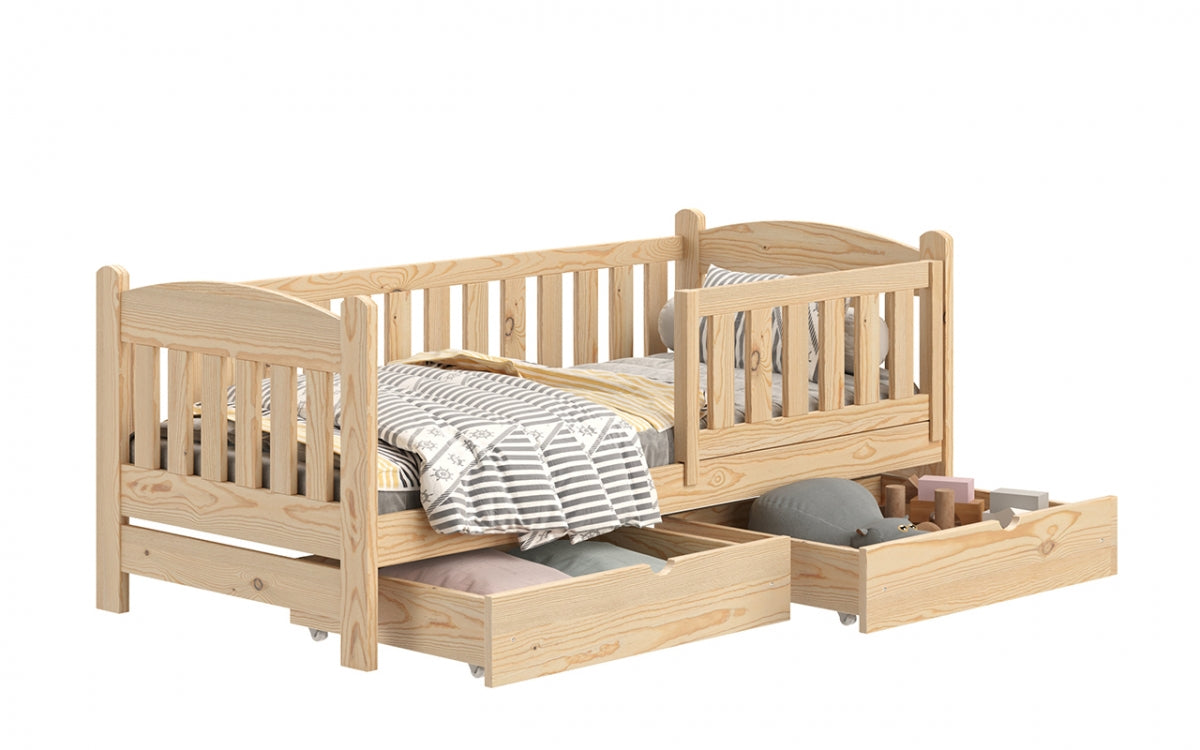 Koka bērnu gulta ar atvilktnēm ELDI 180x80 cm priede - N1 Home