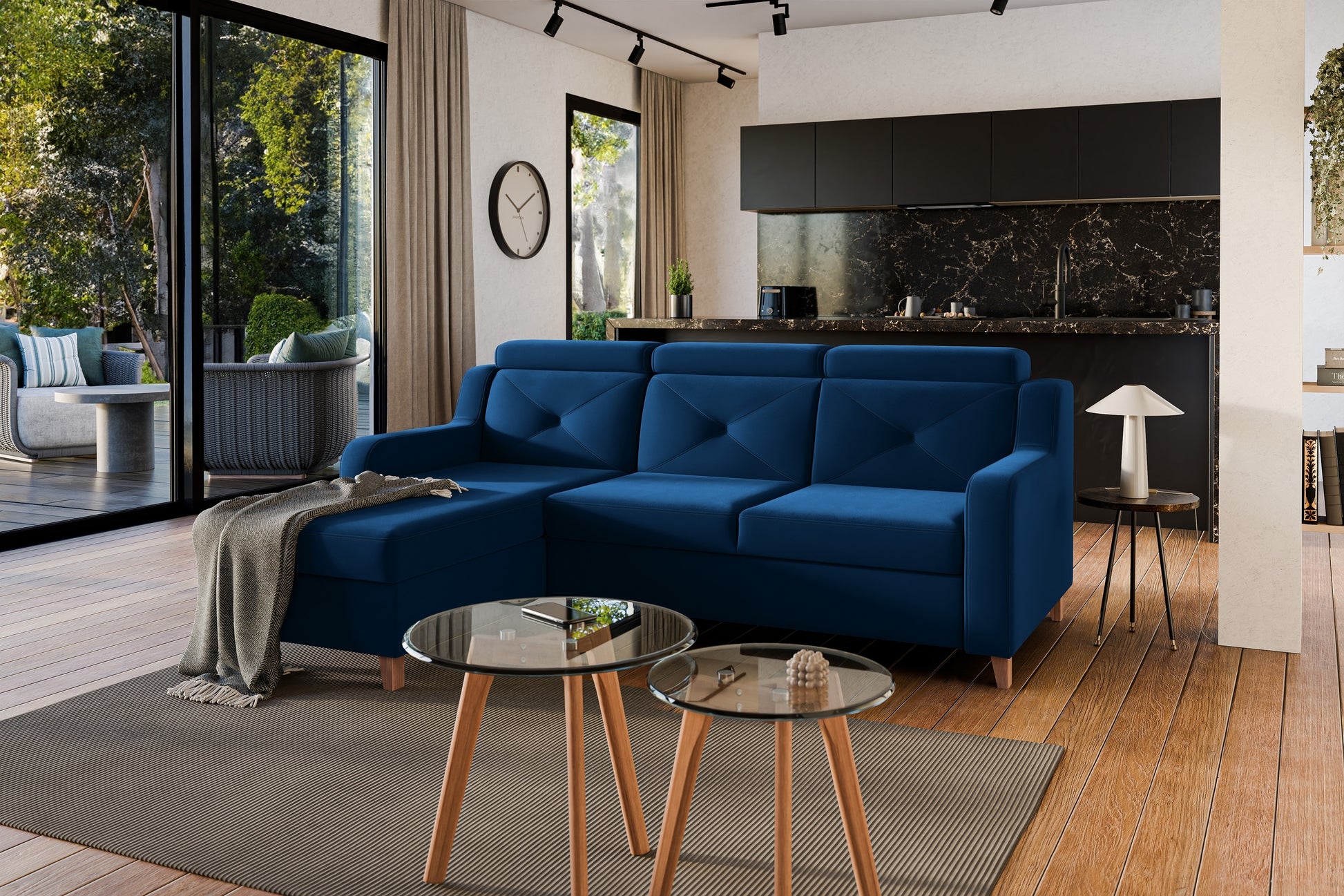 Dīvāns Laks 220/88/165 cm zils - N1 Home