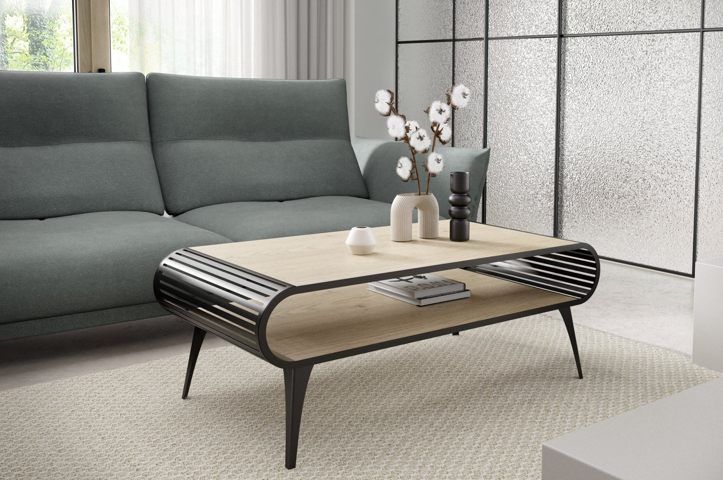 Kafijas galds Aristas 120/60/44 cm Kremona terrrakota/melns - N1 Home