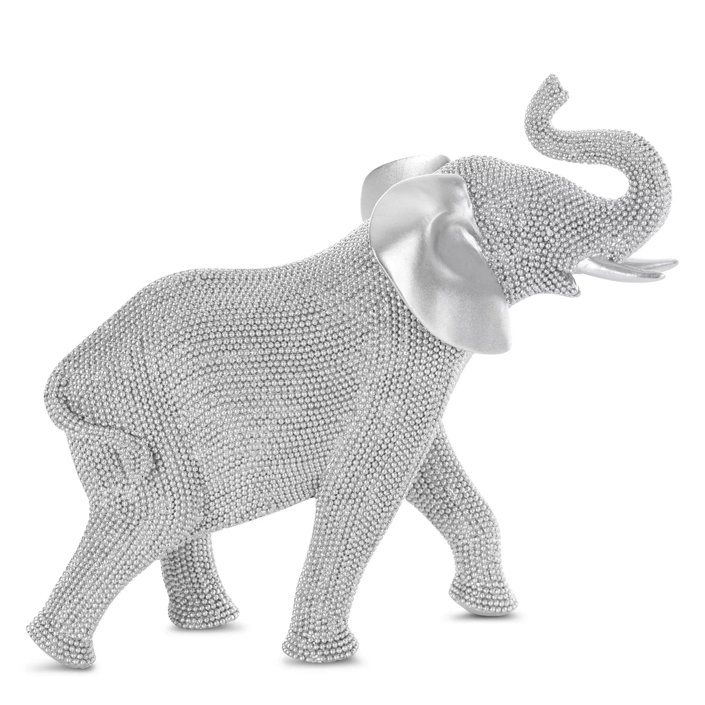 Dekoratīva figūriņa zilonis Elds ar smalku strukturālu rakstu 30/13/26 cm sudrabs - N1 Home