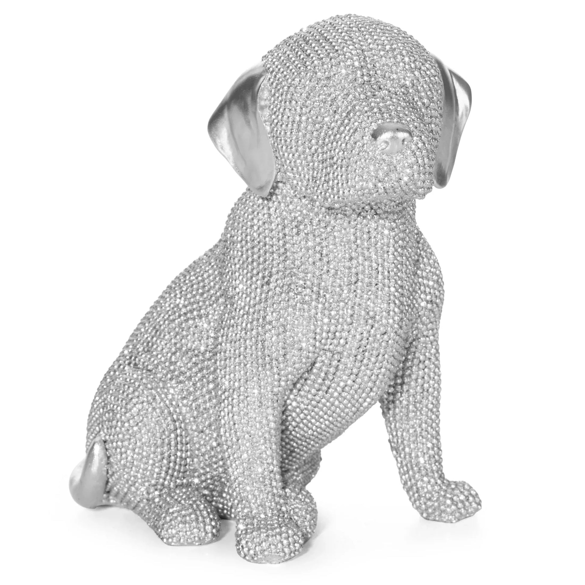 Dekoratīva figūriņa suns Elds A ar smalku strukturālu rakstu 14/9/16 cm sudrabs - N1 Home