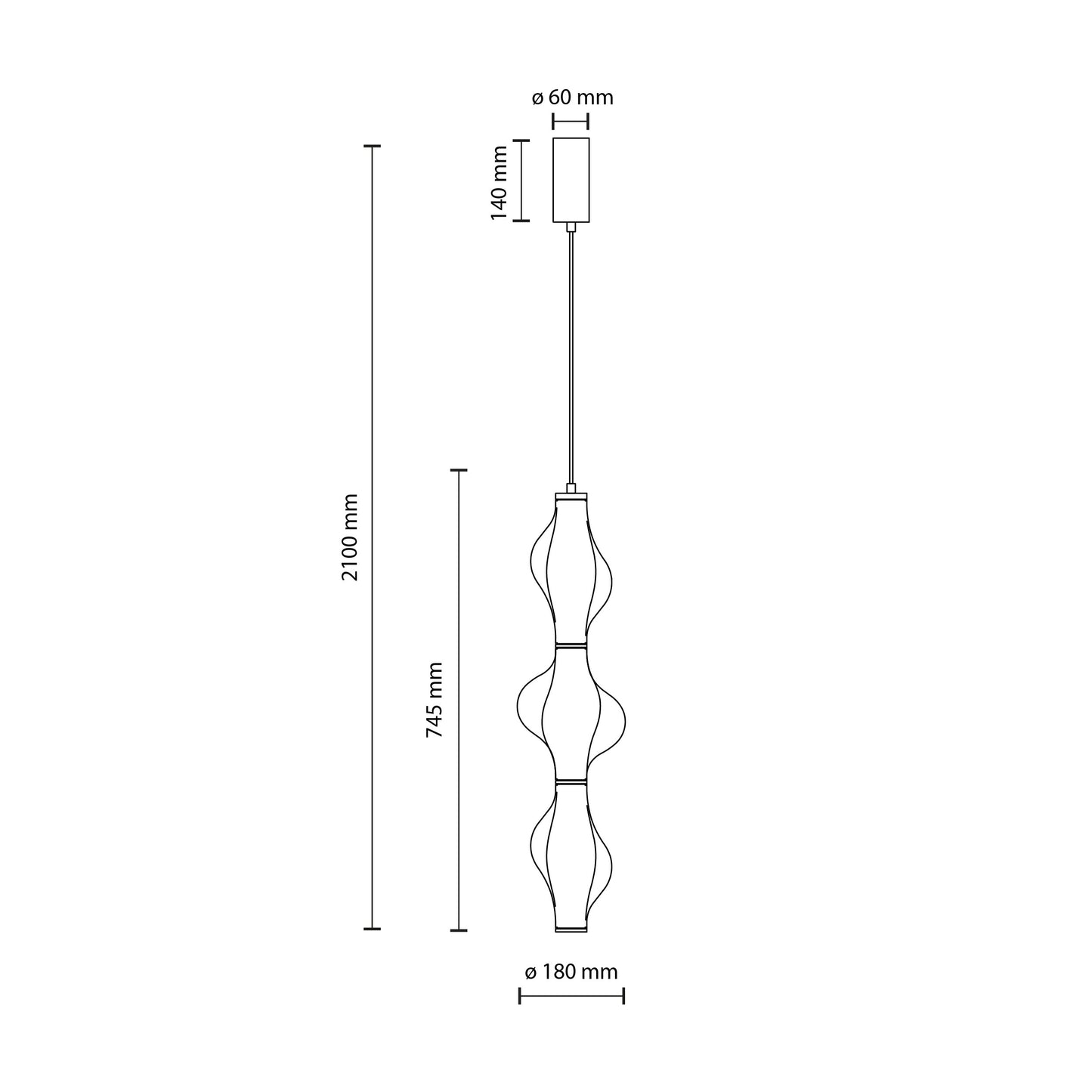 LED piekaramā lampa Elvis 22W 18/18/210 cm melns