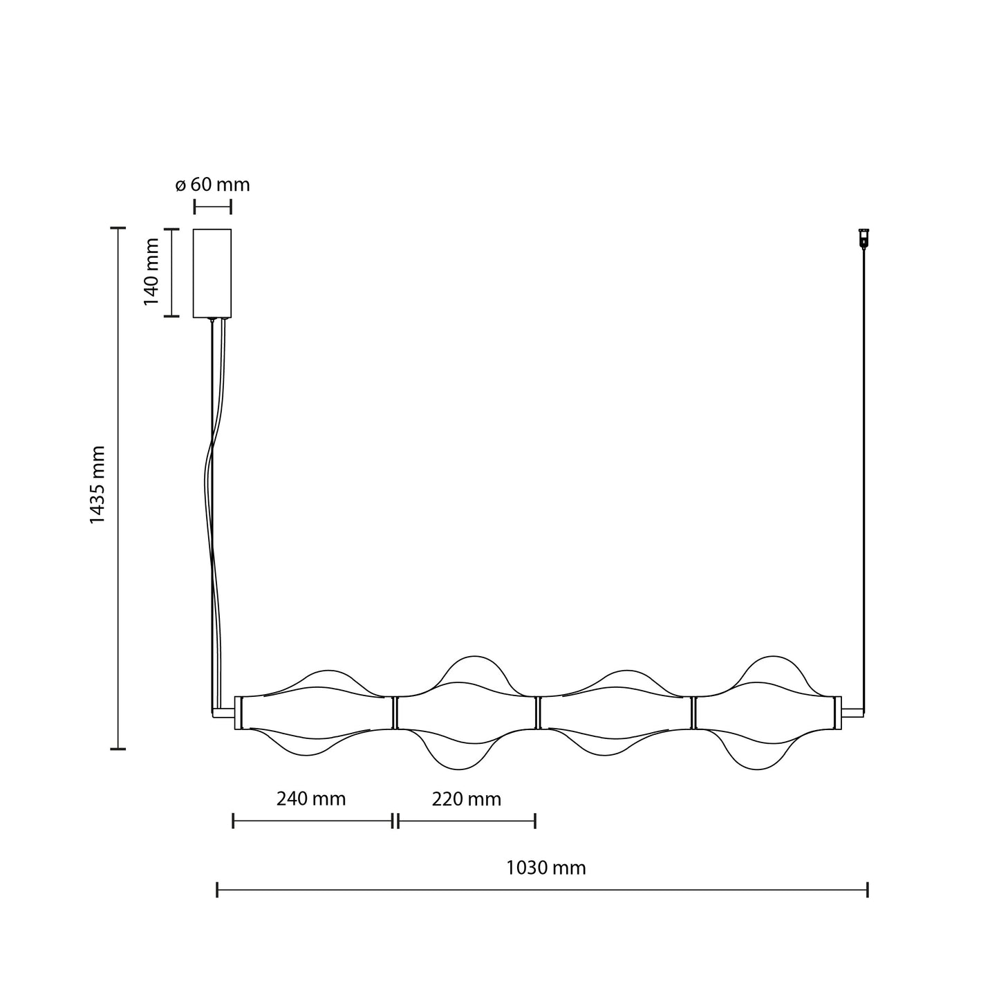LED piekaramā lampa Elvis 30W Elvis 18/103/143 cm melns