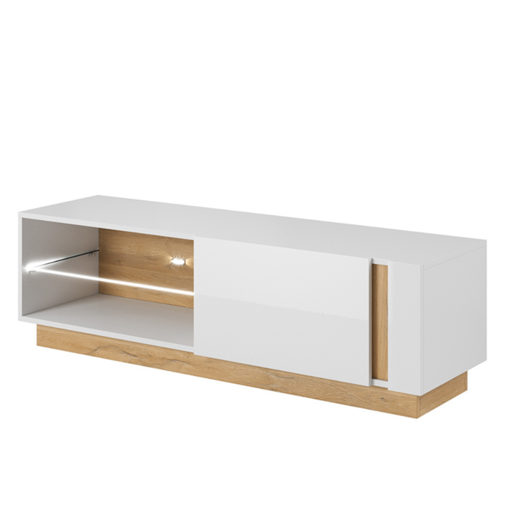 TV skapis Arci 138,1/45,5/40 cm balts/ozols - N1 Home