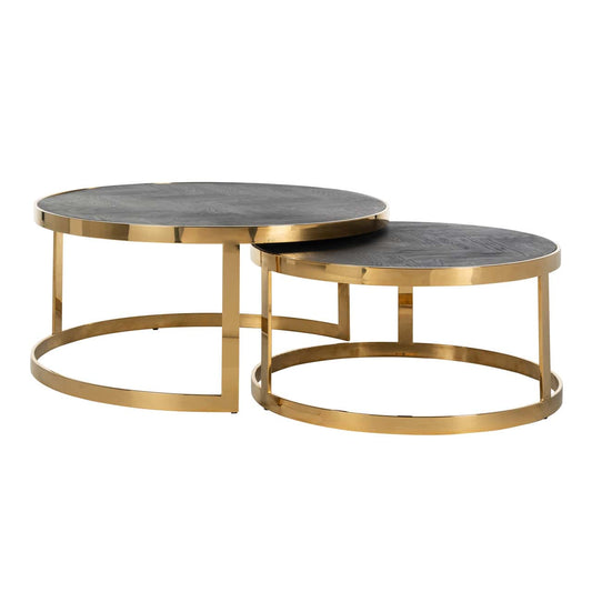 Kafijas galds Blackbone (Set of 2) Richmond Interiors 91/42/91 cm Gold black rustic - N1 Home