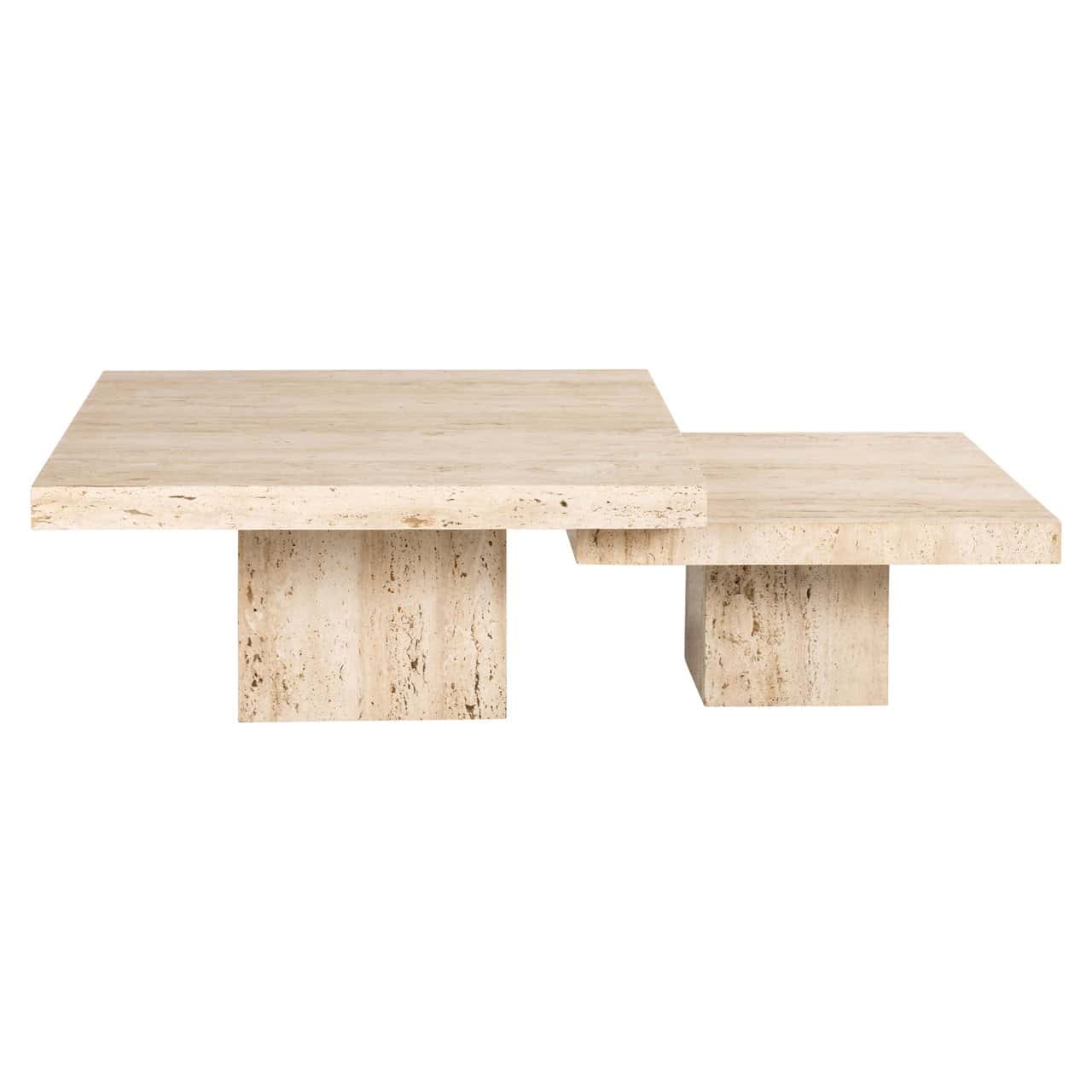 Kafijas galds Cantera (Set of 2) Richmond Interiors 80/35/80 cm bēšs - N1 Home