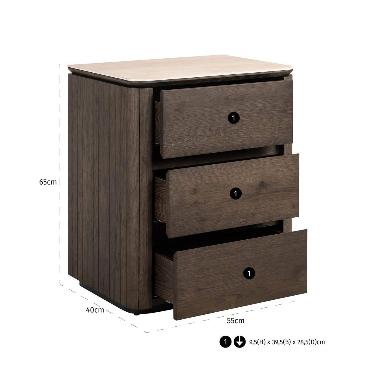 Naktsskapis Ritz Richmond Interiors 55/65/40 cm brūns