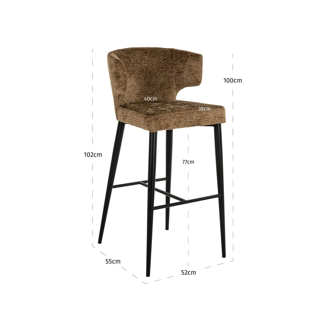 Bāra krēsls Taylor Richmond Interiors 52/102/55 cm mustard fusion - N1 Home
