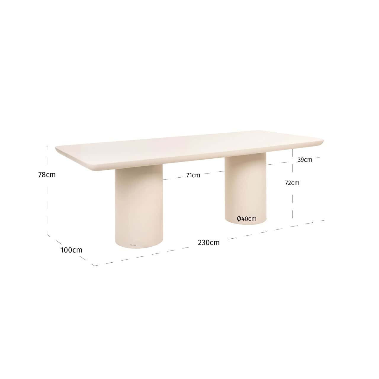 Āra ēdamgalds Urban Bloom  Richmond Interiors 230/78/100 cm sandstone