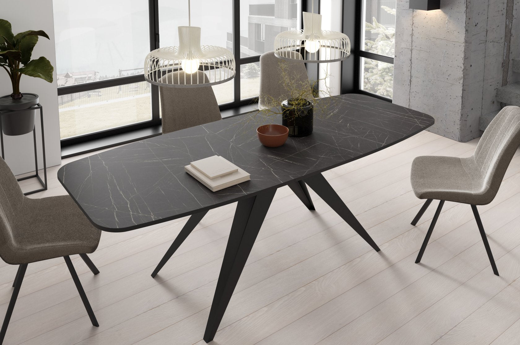 Galds Fery 76/160/80; 76/180/90 cm balts marmors/kašmirs - N1 Home