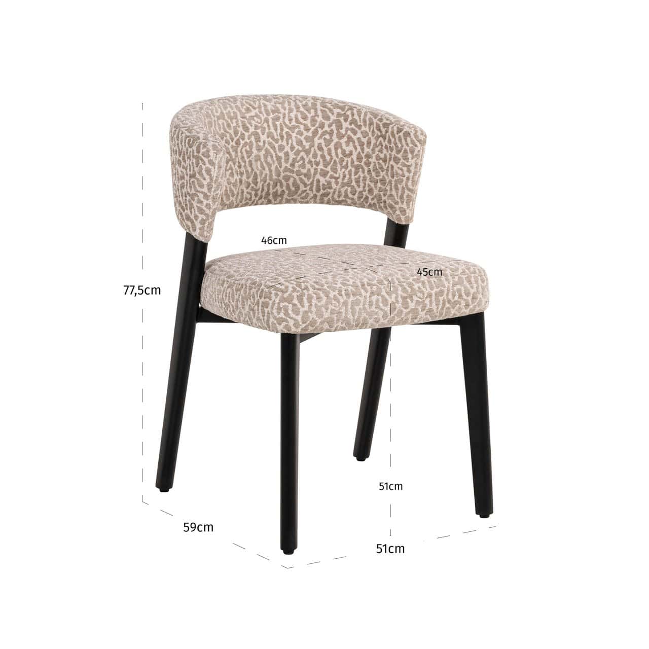 Krēsls Zeno Richmond Interiors 51/77/59 cm bēšs leopard