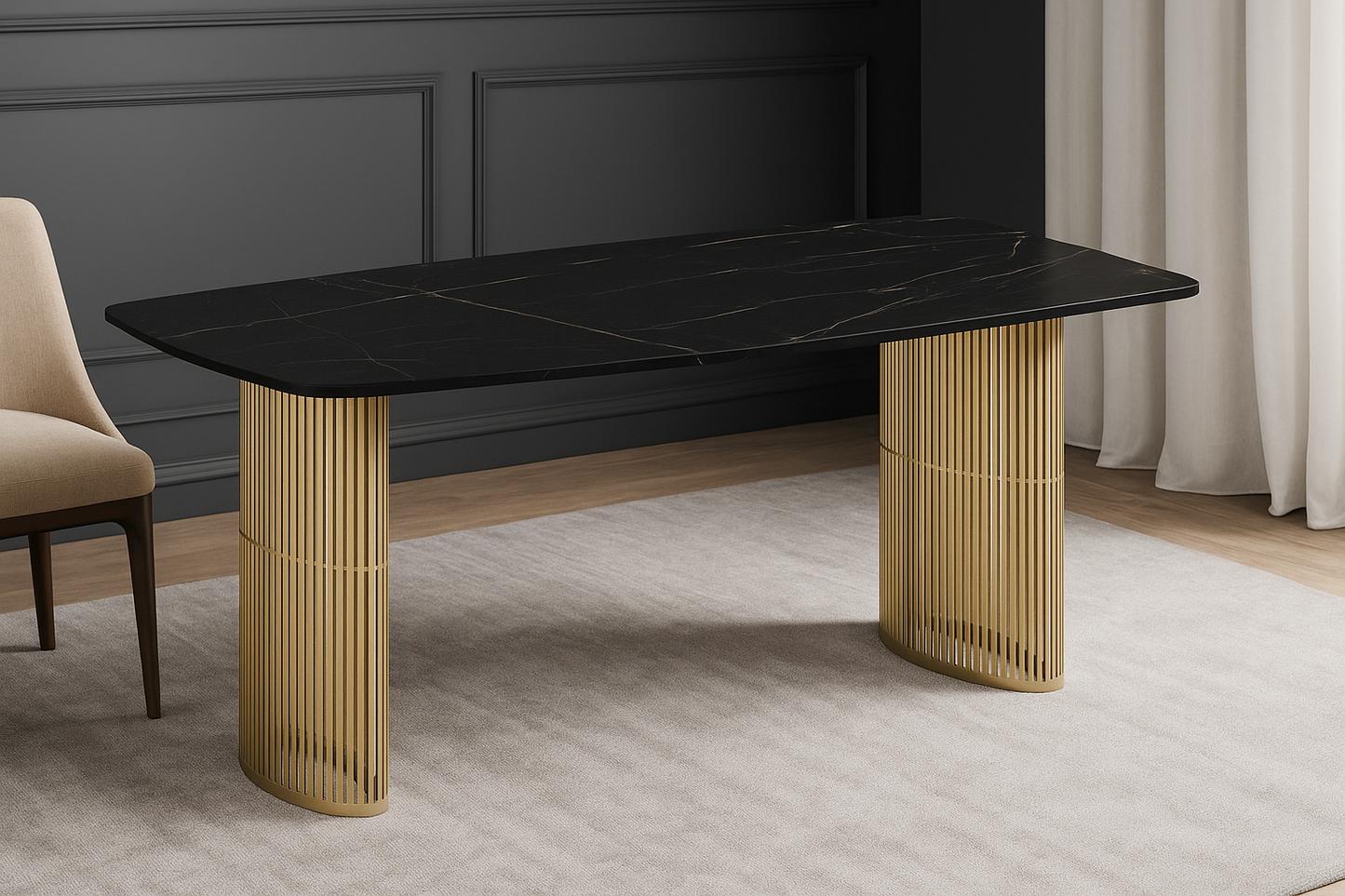 Galds Arco 160;180;200/76/90 cm melns/zelts