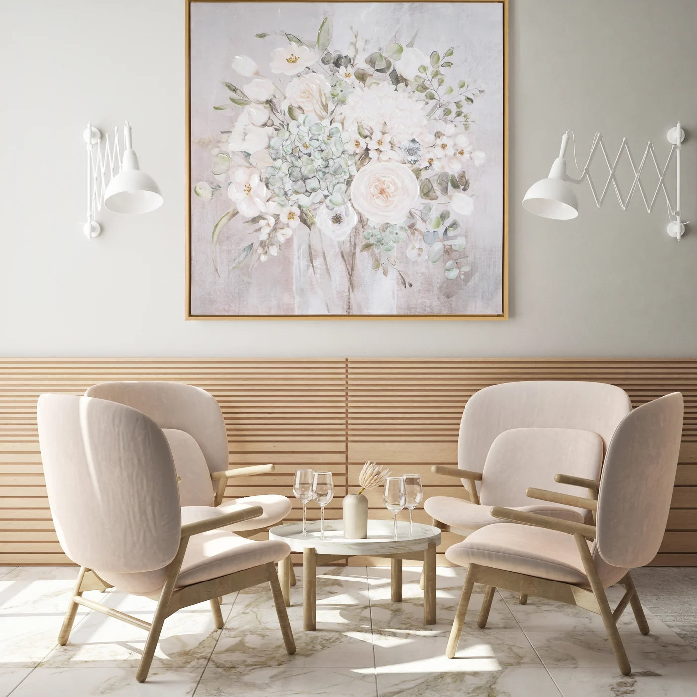 Glezna Aurika 2 uz audekla ar ziedu motīvu 60/60 cm - N1 Home