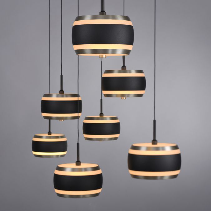 Piekaramā lampa PURE Falling Rings 200/22/132 cm melnā pērle / dimants