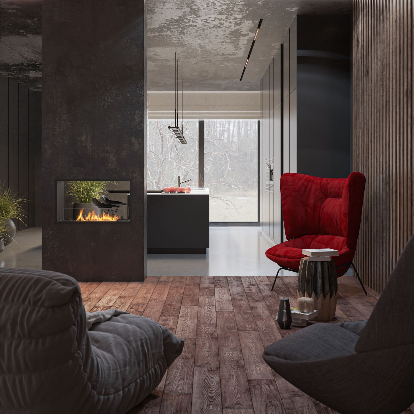 Biokamīns 2Side Slim 83/58/35; 123/58/35 cm melns - N1 Home